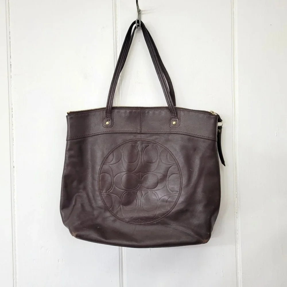 Coach Brown Leather Purse Tote Y2K - Picture 1 of 8